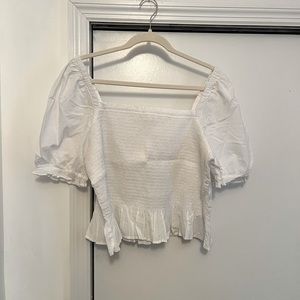 J.Crew White Smocked Top XXL